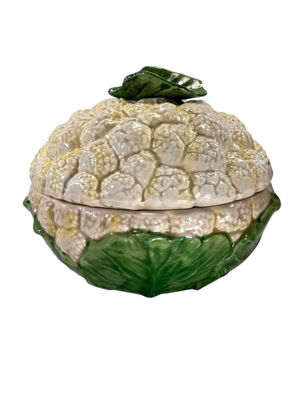 Vtg Fitz & Floyd Cauliflower Ceramic Bowl Lid READ Sugar Condiment Vegetable